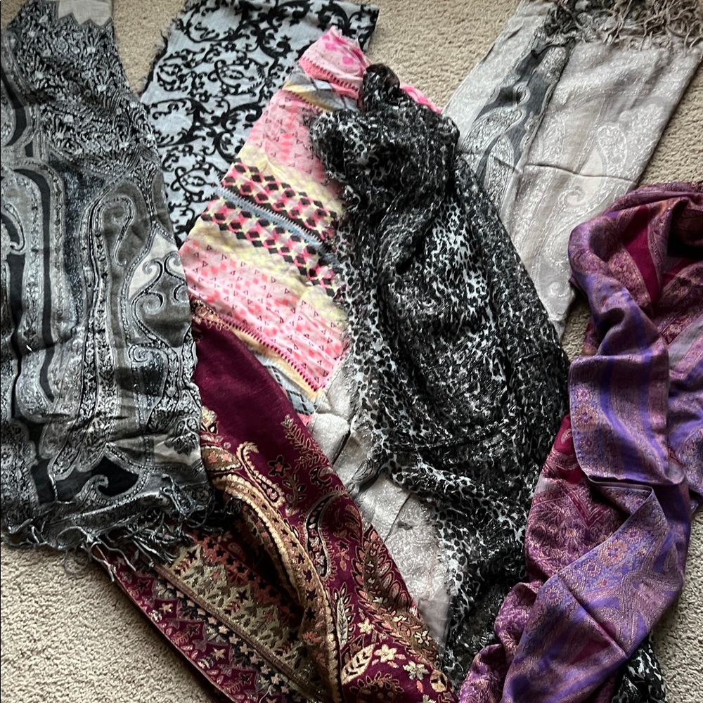 Bundle Of 7 Assorted Patterned Scarves - image 1